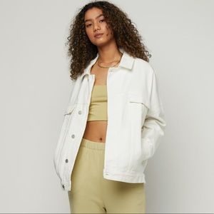 Oak + Fort Unisex Oversized White Jean Jacket
